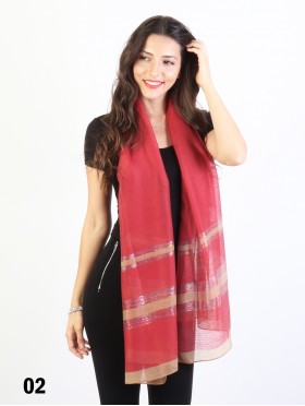 Solid Color Scarf with Wide stripes